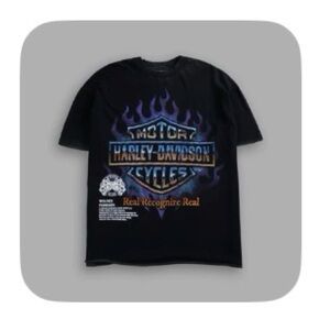 Harley-Davidson Black Tee with Purple Flame Logo Darc sport medium sold out